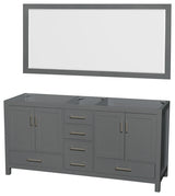 72"Double Vanity, Dark Gray, No Countertop, No Sink, and 70" Mirror