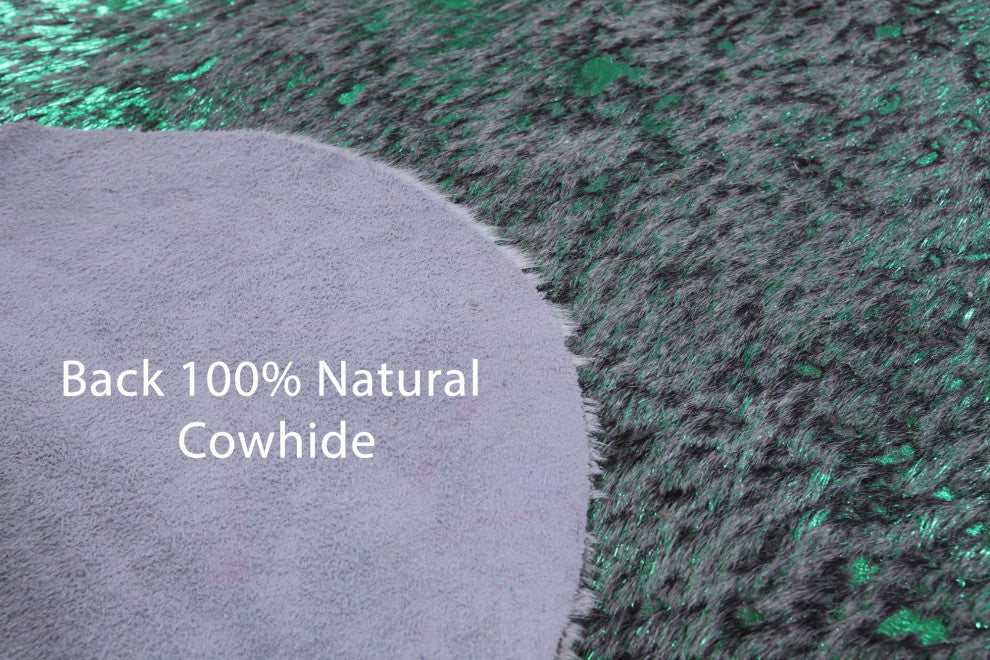 Green Metallic Cowhide Rug 6' 9" X 6' 8" C2166