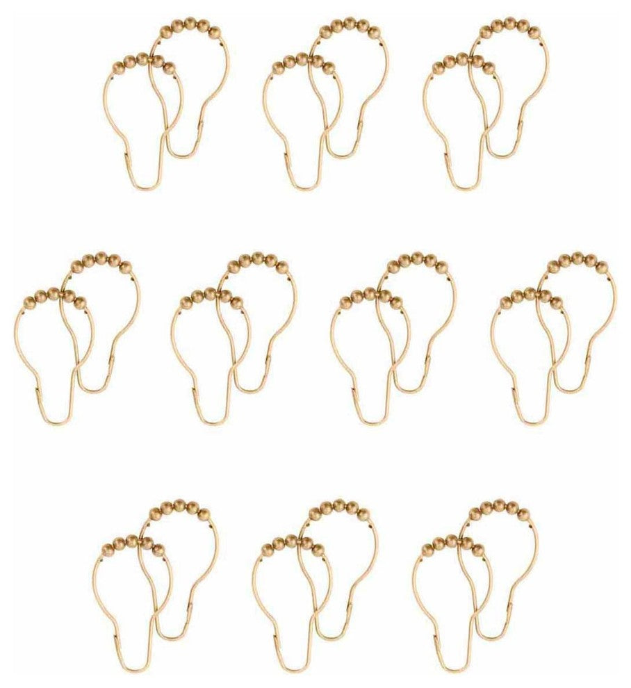 120 All Brass Shower Curtain Hooks Ring Roller Ball Pack of 10 Renovators Supply