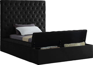 Bliss Velvet Upholstered  Bed, Black, Twin