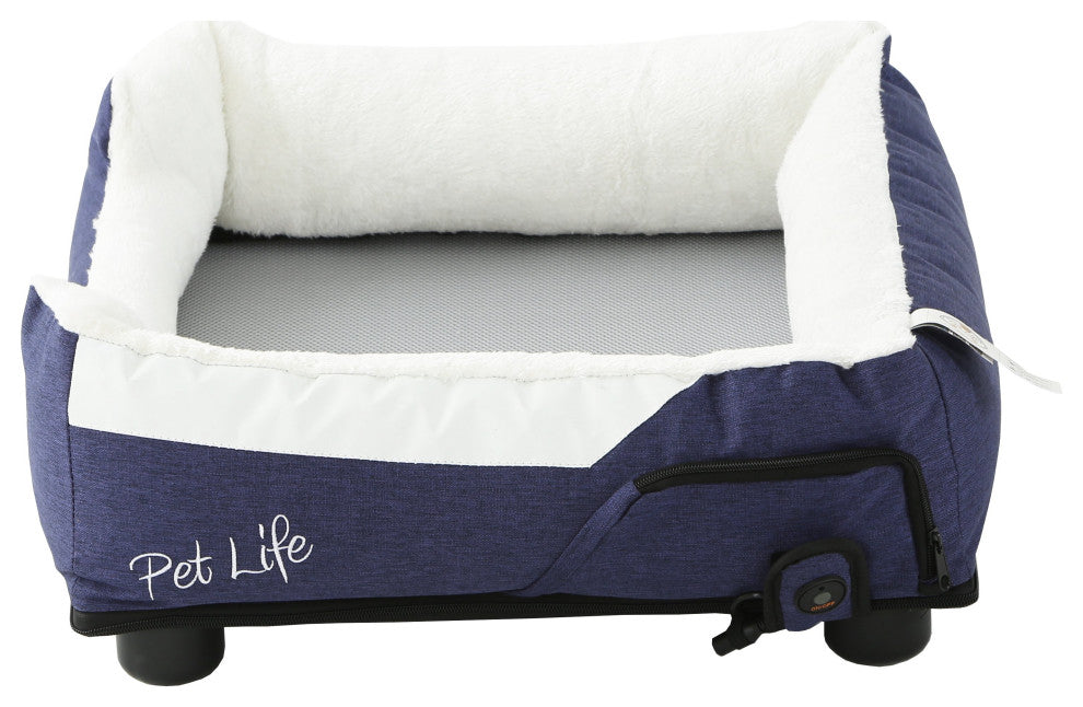 Pet Life "Dream" Electronic Heating and Cooling Pet Bed, Navy, Large