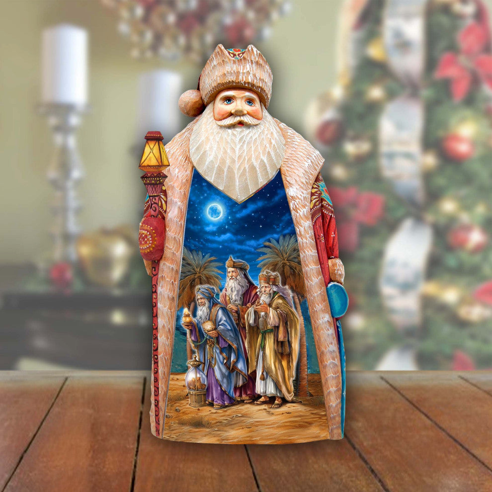Three Kings Journey Santa Hand-Painted Wood Carved Masterpiece by G. DeBrekht