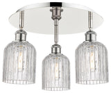 Ballston-Bridal Veil 3-Light 17" Flush Mount, Polished Nickel, Clear