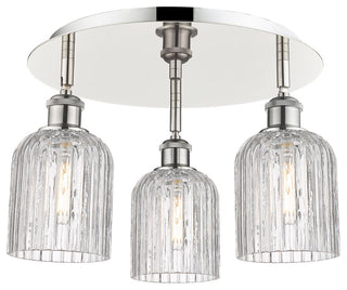 Ballston-Bridal Veil 3-Light 17" Flush Mount, Polished Nickel, Clear