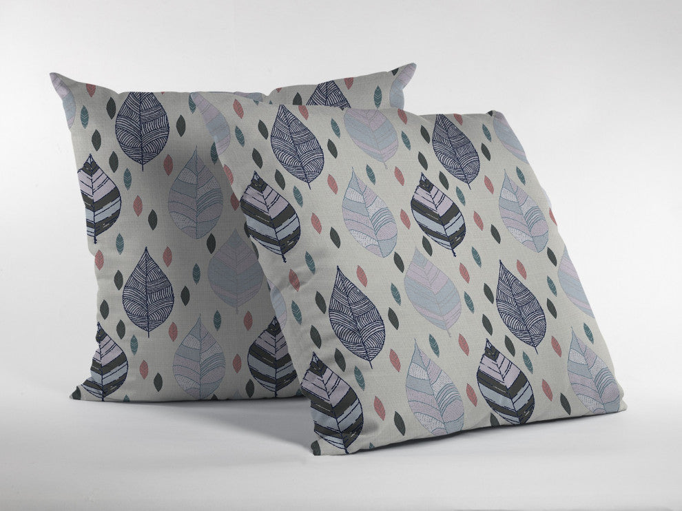 18 Cream Gray Leaves Suede Decorative Throw Pillow