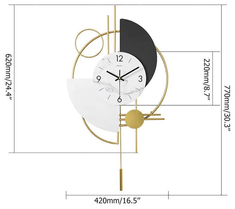 Modern 16.5" Decorative Big Wall Clocks for Living Room 3D Round Wall Clock