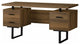 Modern Desk, Floating Top With 2 Drawers & Storage Cabinet, Walnut