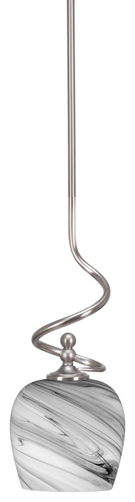 Capri 1-Light Mini Pendant with Hang Straight Swivel, Brushed Nickel/Onyx Swirl