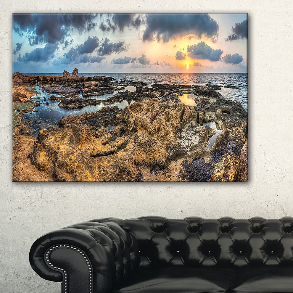 "Rocky African Seashore Panorama" Oversized Beach Wall Art, 40"x30"