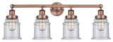 Canton 4-Light 33" Bath Vanity Light, Antique Copper Finish, Seedy Shade