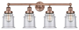 Canton 4-Light 33" Bath Vanity Light, Antique Copper Finish, Seedy Shade