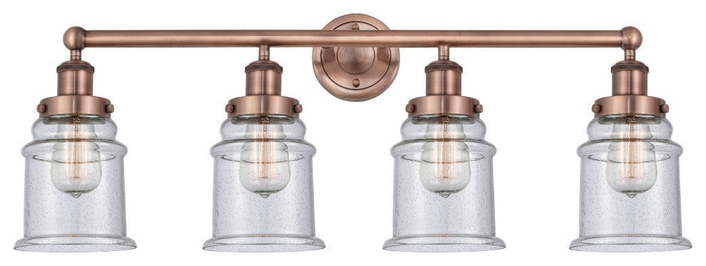 Canton 4-Light 33" Bath Vanity Light, Antique Copper Finish, Seedy Shade