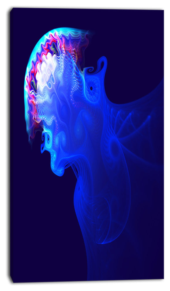Blue Jellyfish in Ocean, Animal Canvas Art Print, 16"x32"