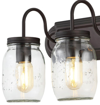 Gaines 19.3" 3-Light Farmhouse Mason Jar LED Vanity, Oil Rubbed Bronze/Clear