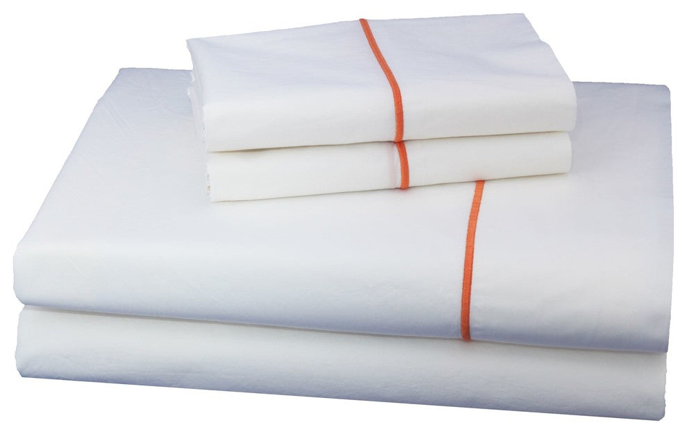 Orange Embroidered Solid Sheet Set, California King