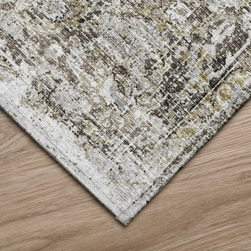 Indoor/Outdoor Marbella MB2 Taupe Machine Washable 2'3" x 12' Runner Rug