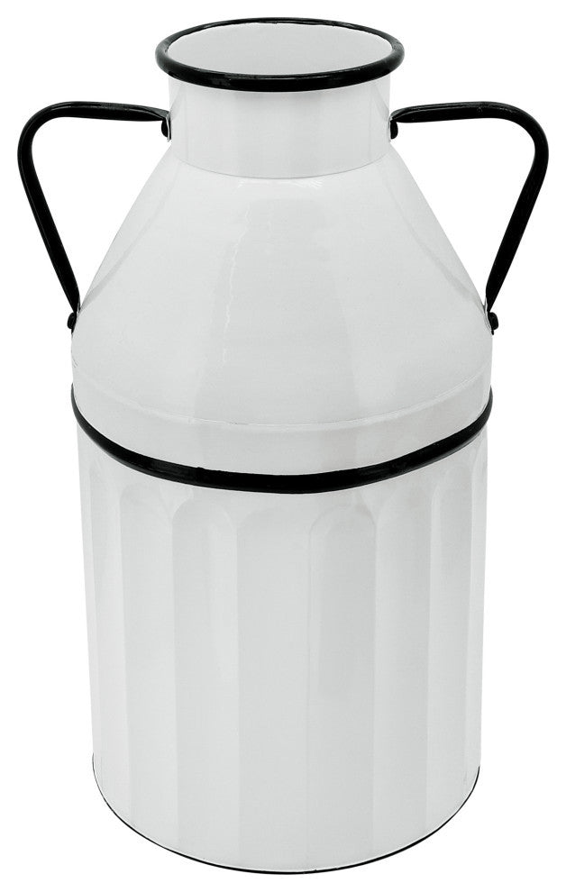 Metal 18" Milk Bucket, White