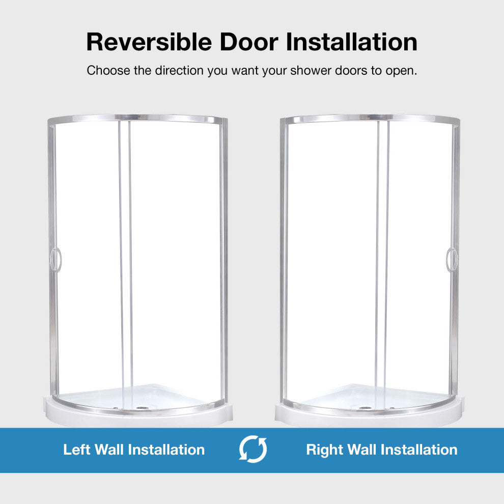 Breeze Corner Sliding Door Shower Kit, Clear Panels and Base, Chrome, 36"