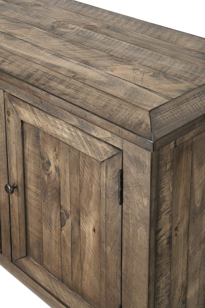 Farmhouse TV Console, Pine Wood Frame With Drawer and Cabinets, Reclaimed Natura