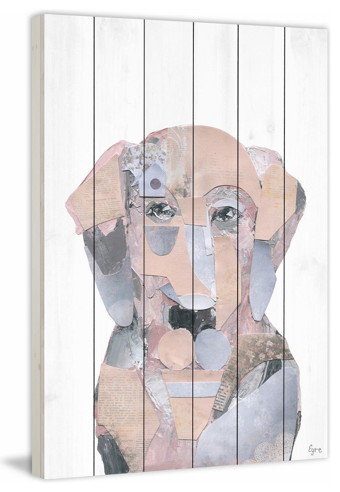 "El Perro Rosa" Painting Print on White Wood, 12"x18"