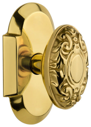 Single Cottage Plate With Victorian Knob, Polished Brass