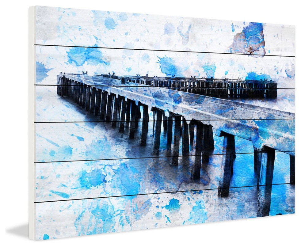 "Pier" Print on White Wood, 36"x24"