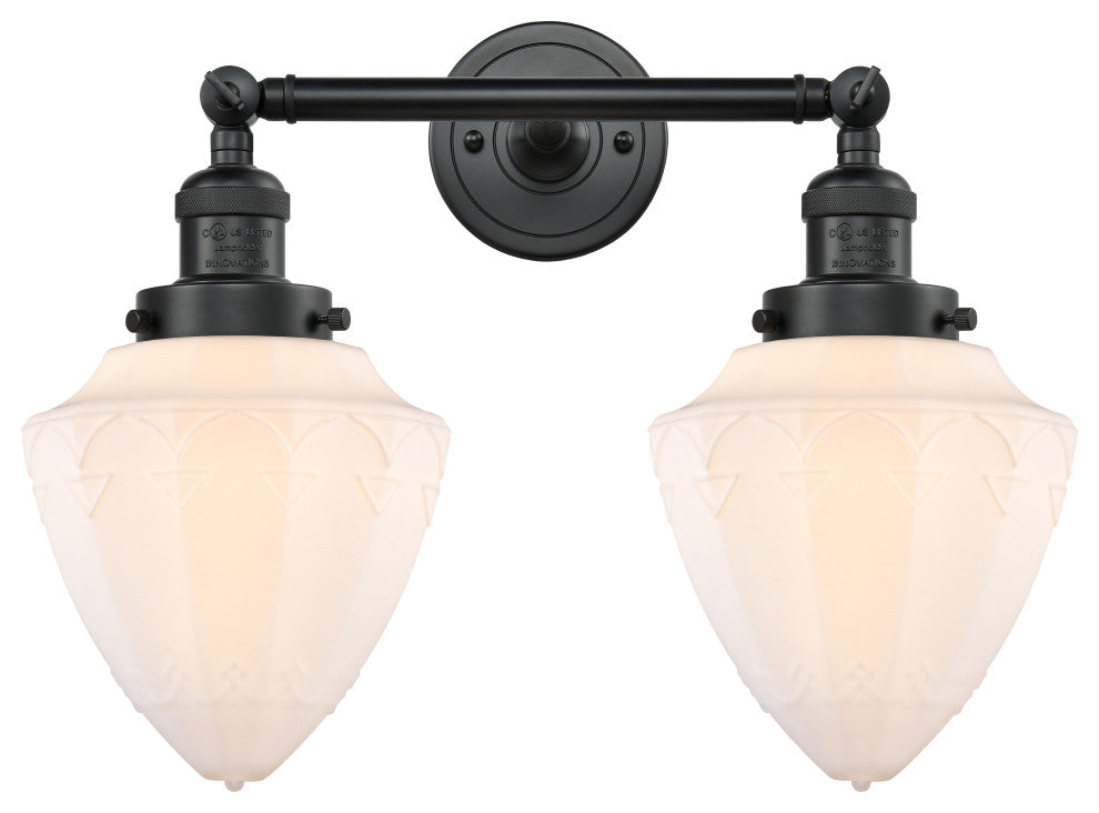 Innovations 208-BK-G661-7 2 Light Bath Vanity Light, Matte Black