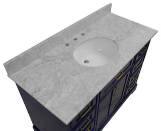 Aria 48" Bathroom Vanity, Royal Blue, Carrara Marble