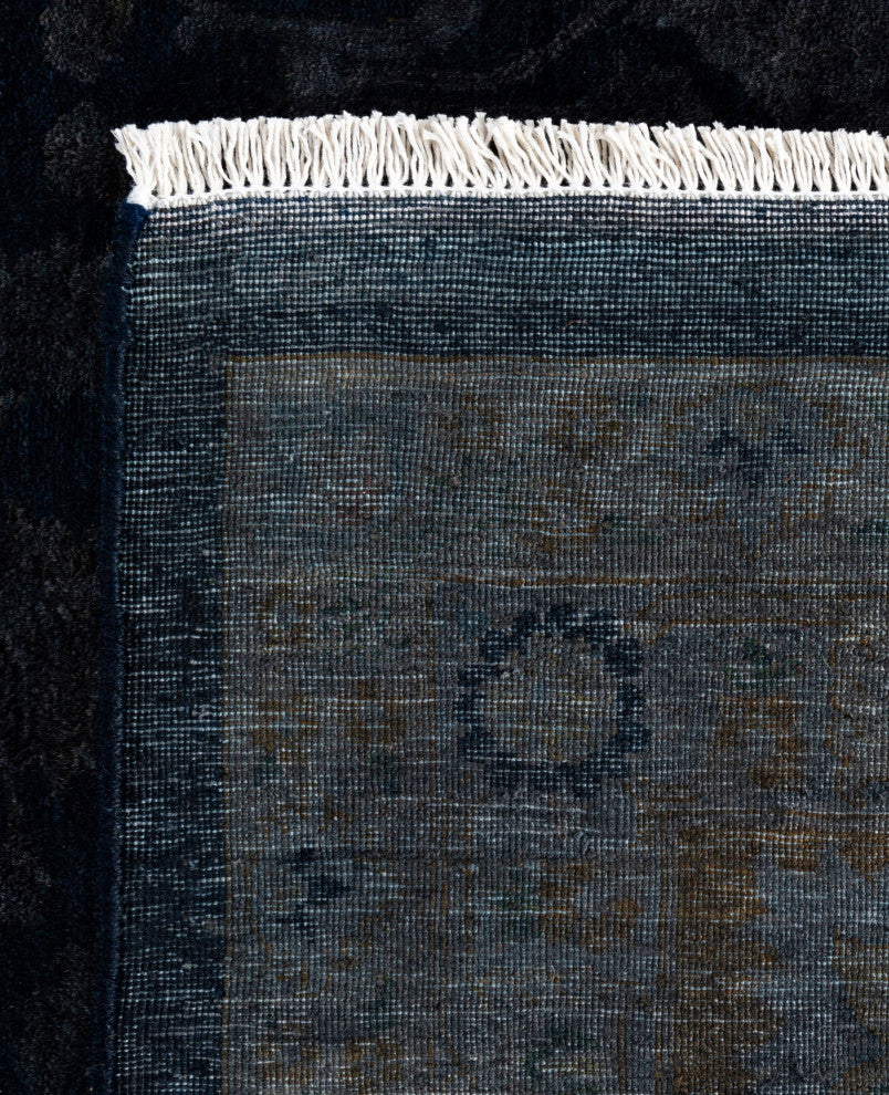 Overdyed One-of-a-Kind Hand-Knotted Area Rug Black, 8' 1" x 10' 3"