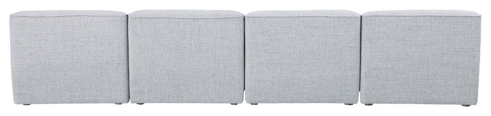 Miramar Linen Textured Fabric Upholstered 4-Piece Modular Sofa, Grey