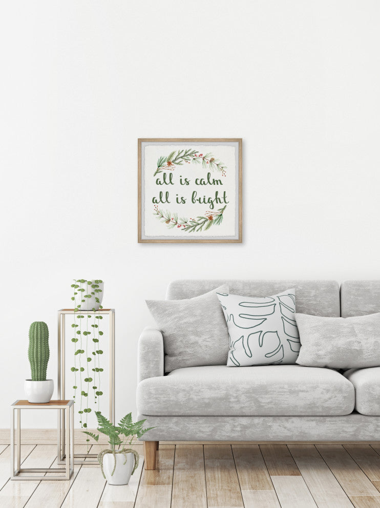 "All Is Calm and Bright" Framed Painting Print, 12x12