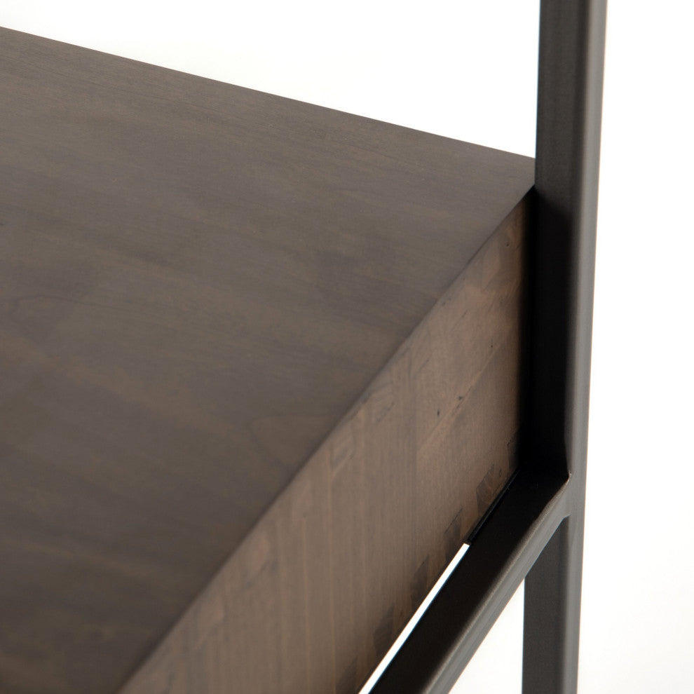 Trey Modular Wall Desk Auburn Poplar, Natural Iron, Black Leather
