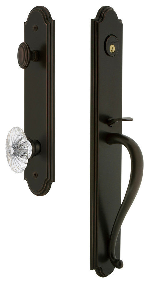 Arc 1-Piece Dummy Handleset, S Grip and Burgundy Knob, Timeless Bronze, 848483