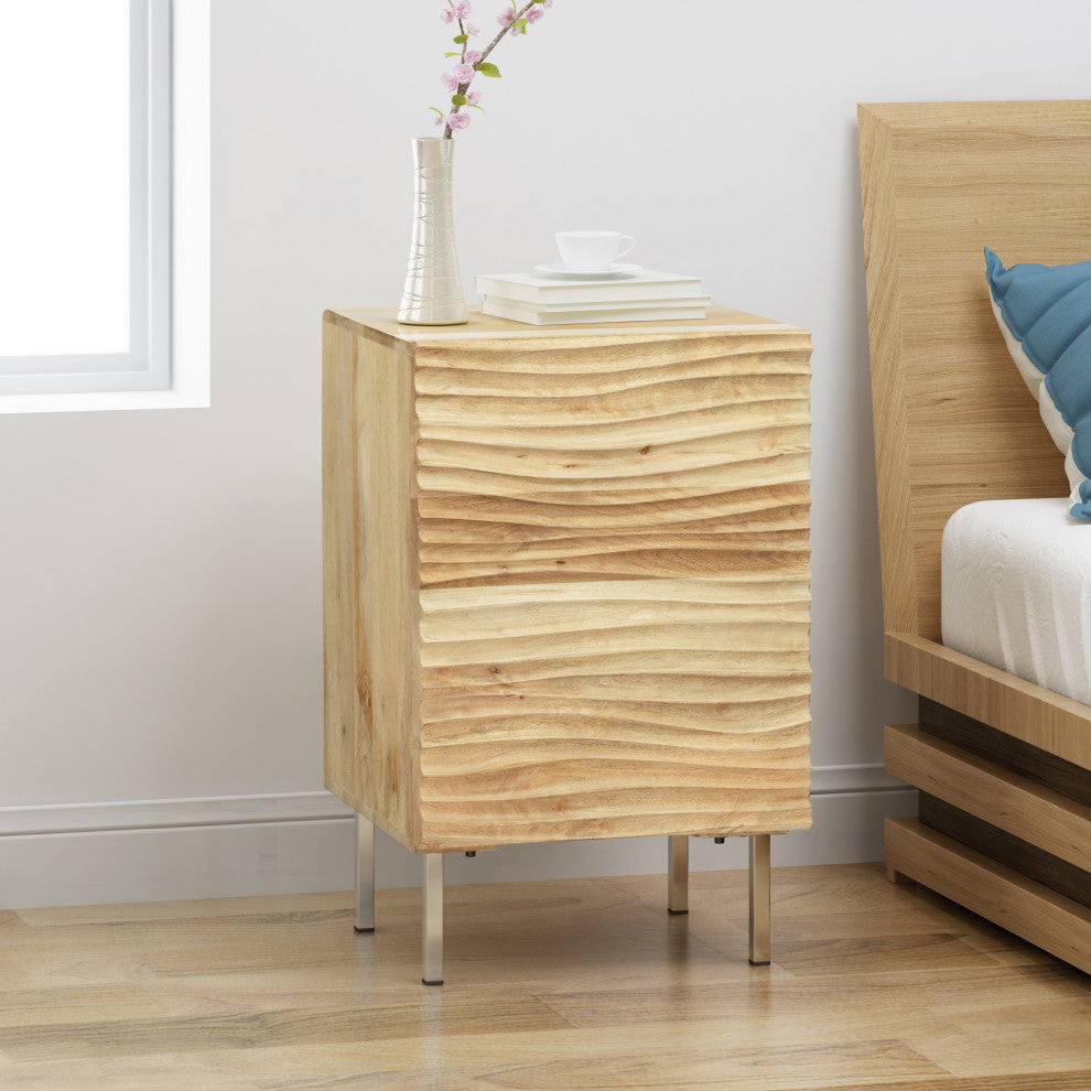Lesley Modern Handcrafted Mango Wood and Iron Side Table
