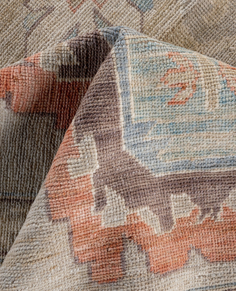 Oushak One-of-a-Kind Hand-Knotted Area Rug Light Gray, 9'10" x 13'4"