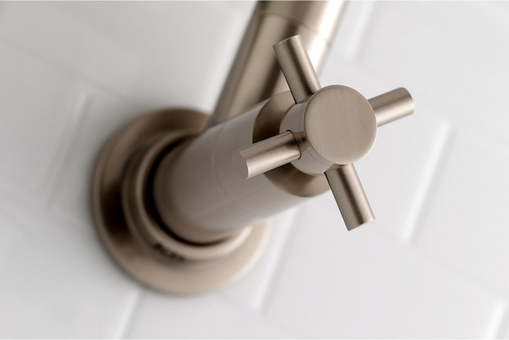 Kingston Brass Wall Mount Pot Filler Kitchen Faucet, Brushed Nickel