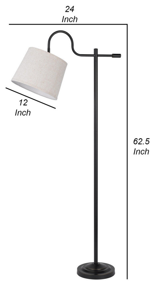 Benzara BM282164 63" Floor Lamp, Adjustable Shade, Metal Base, Dark Bronze