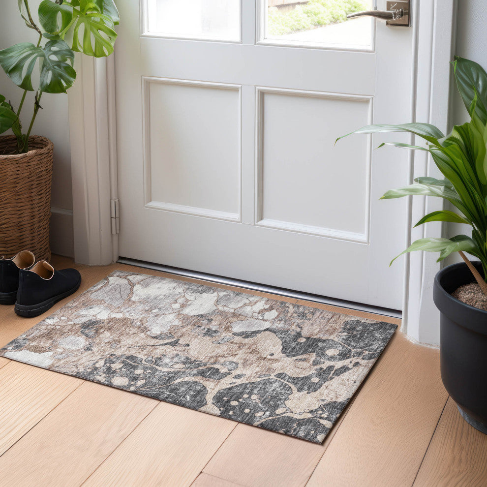 Machine Washable Indoor/Outdoor Chantille ACN1909 Mocha 1'8" x 2'6" Rug