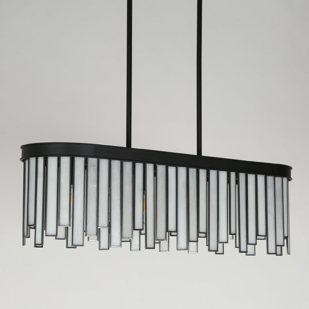 LNC Hemera 6-Light Modern Linear Large Pendant Island Light, White Glass