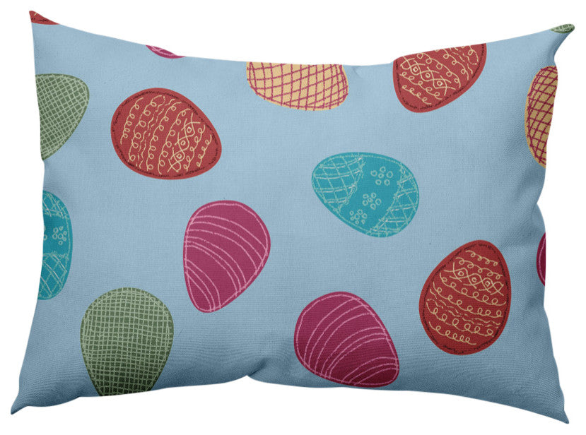 Egg Hunt Easter Decorative Lumbar Pillow, After Rain Blue, 14x20"