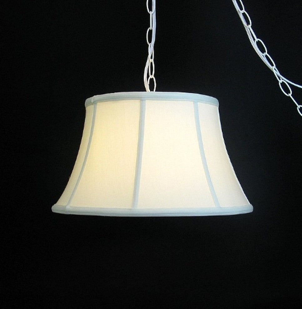 Eggshell Silk 17" Flared Drum Portable Swag Lampshade