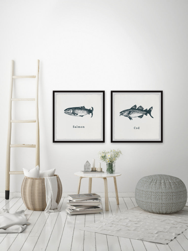Salmon and Cod Diptych, 2-Piece Set, 12x12 Panels