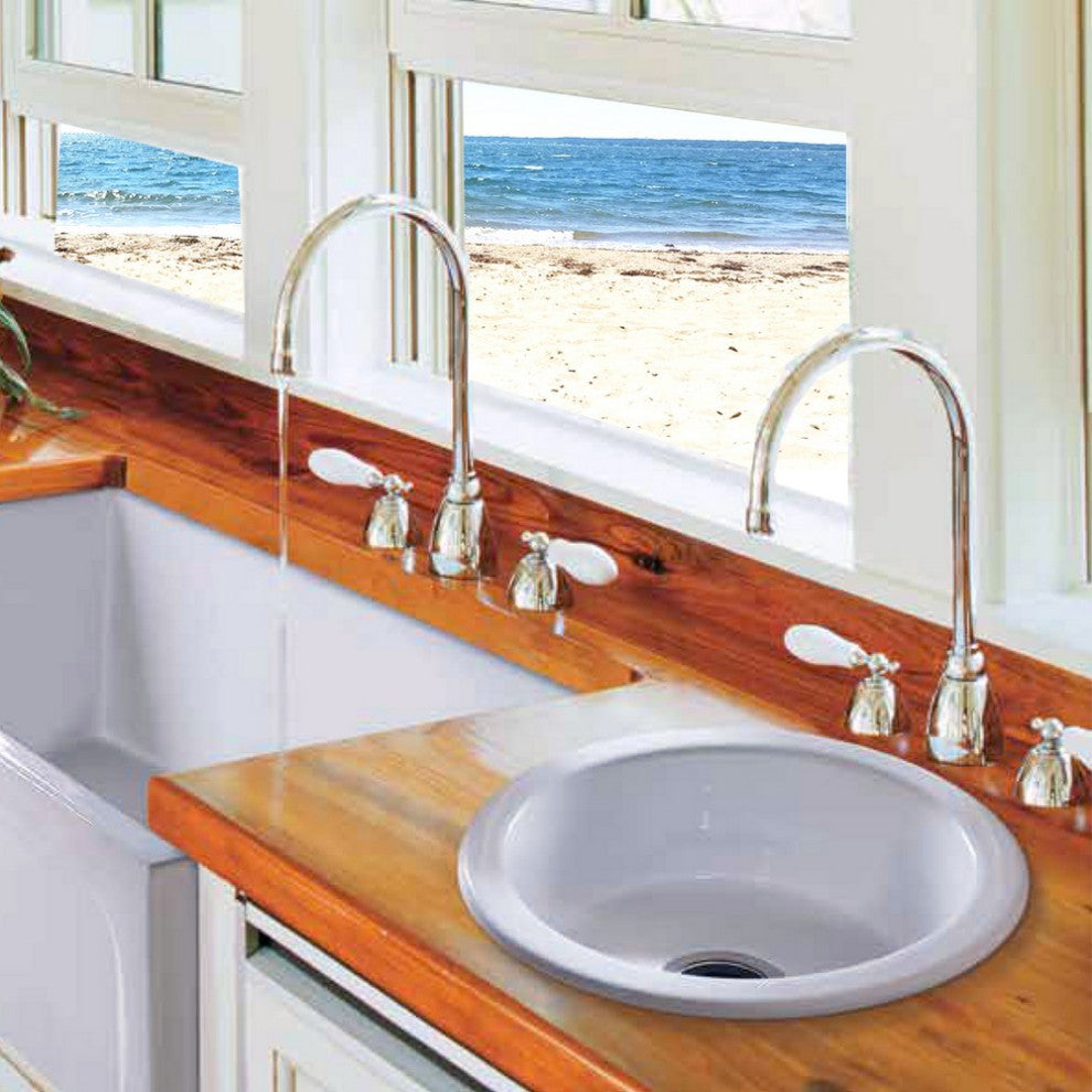 Nantucket Sinks Hyannis-18 18 inch Fireclay Round Bar-Prep Sink In White