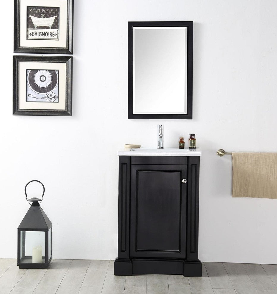 24" Wood Sink Vanity With Ceramic Top-No Faucet