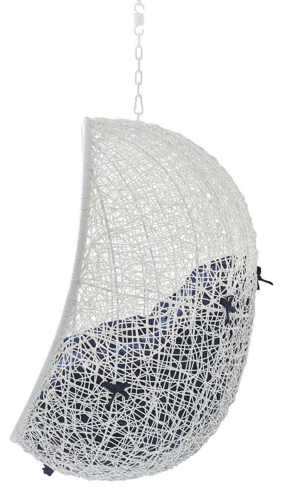 Swing Lounge Chair, Sunbrella, White Blue Navy, Modern, Outdoor Patio Bistro