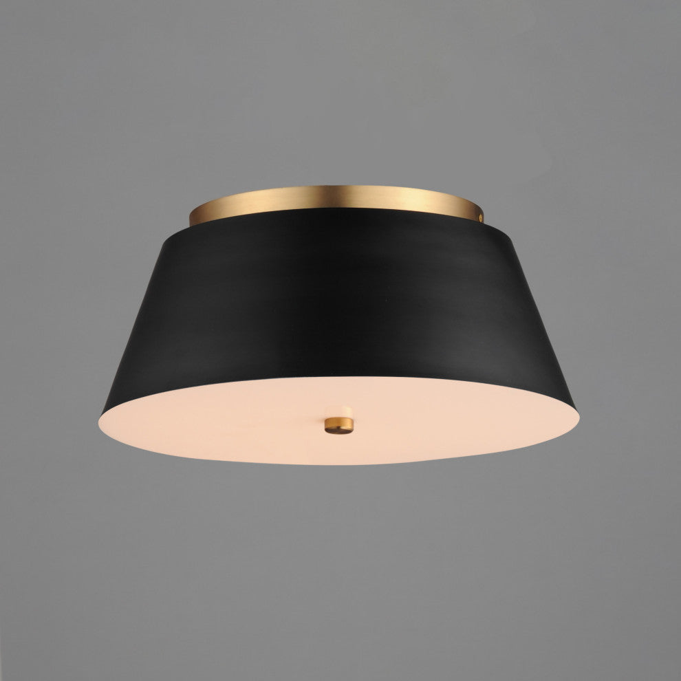 Maxim 10719 Miles 16"W LED Flush Mount Ceiling Fixture - Black / Natural Aged