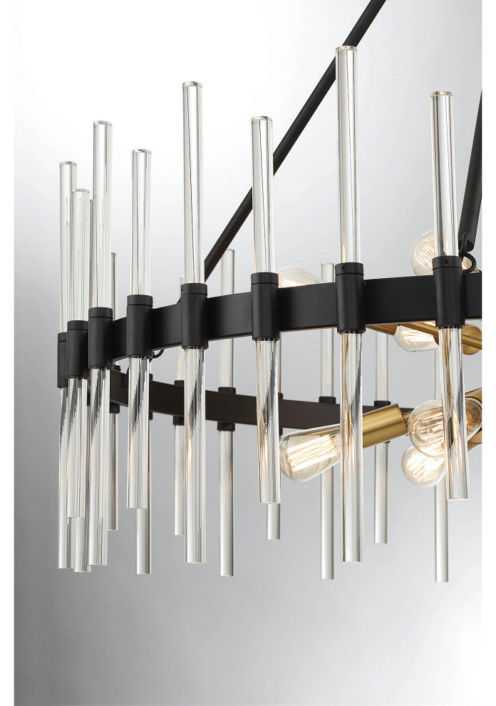 Santiago 12-Light Chandelier, Matte Black With Warm Brass Accents