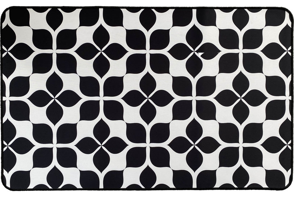 Martha Printed Kitchen Mat Black and White Tile Design 32" x 20"