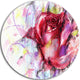 Red Rose Illustration, Digital Art Floral Round Wall Art, 23"