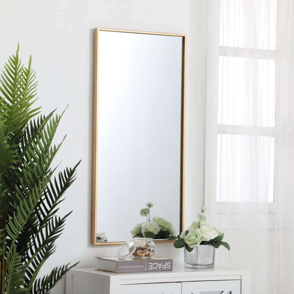 Elegant Monet Metal Frame Rectangle Mirror 18" MR41836BR - Brass